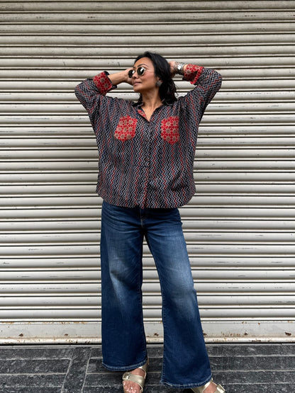 Ripple Ajrakh Cotton Shirt