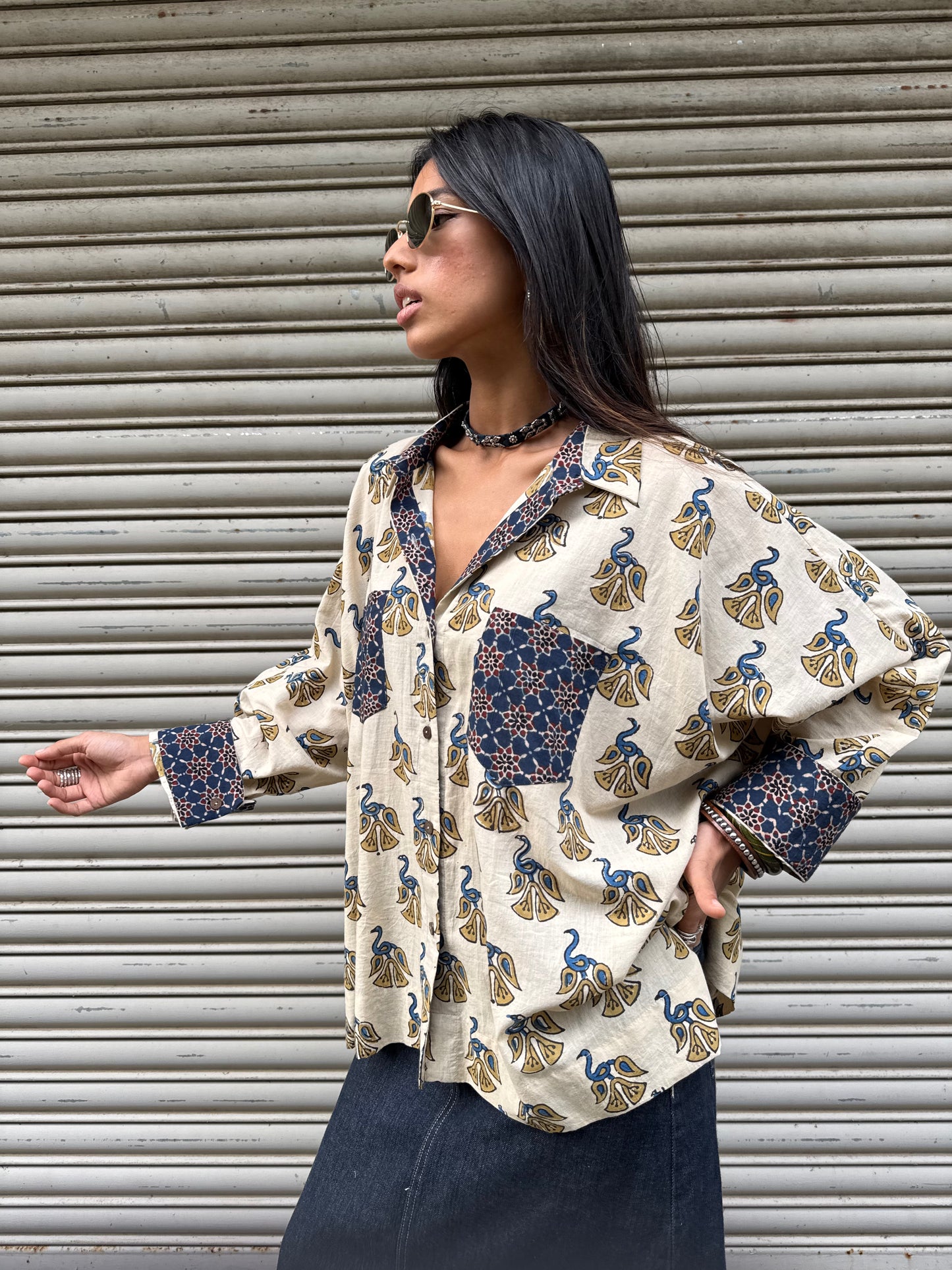 Vanilla Ajrakh Cotton Shirt