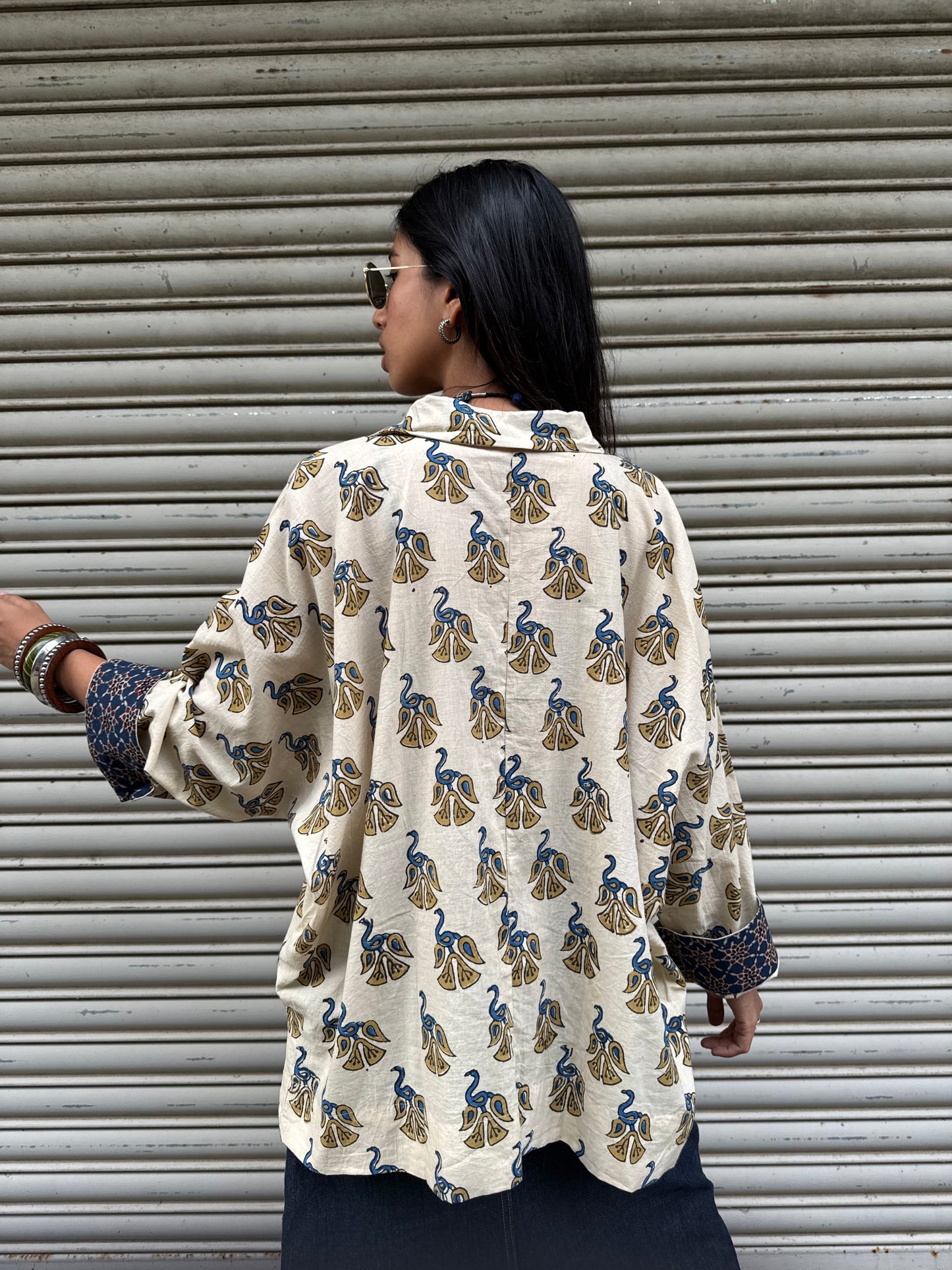 Vanilla Ajrakh Cotton Shirt