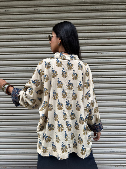 Vanilla Ajrakh Cotton Shirt