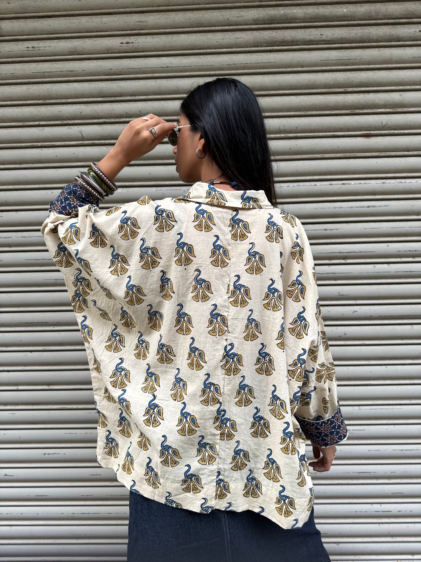Vanilla Ajrakh Cotton Shirt