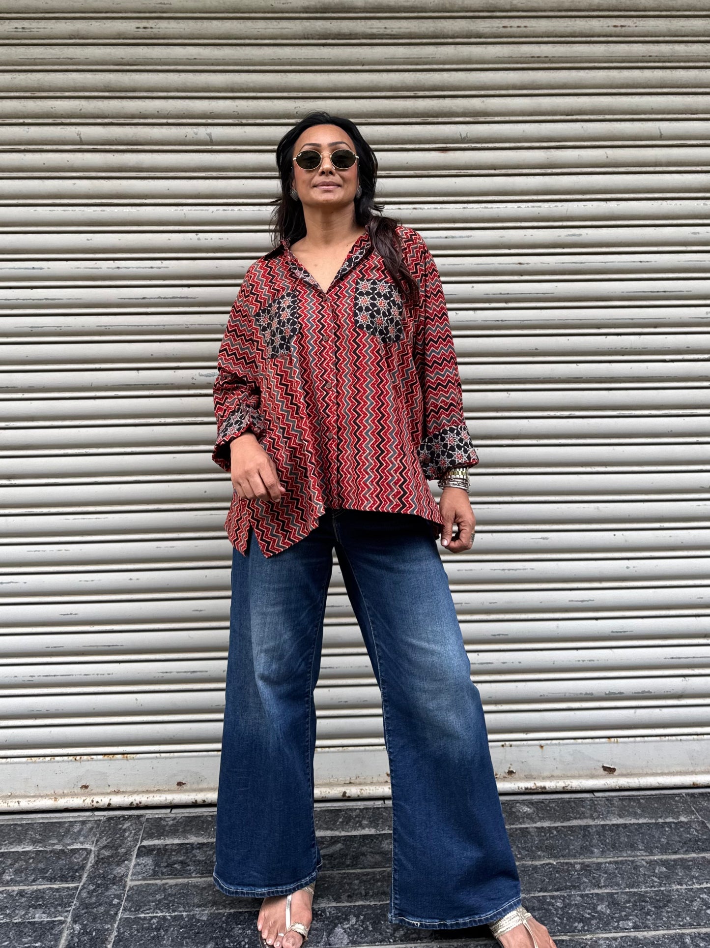 Chevron Ajrakh Cotton Shirt
