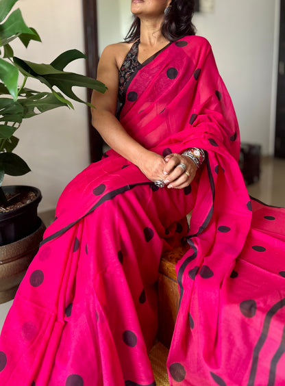 Rani mini polka saree