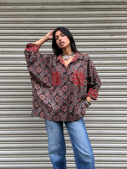 Noir Ajrakh Cotton Shirt
