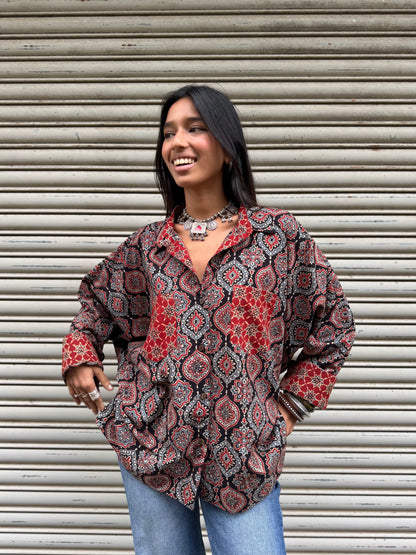 Noir Ajrakh Cotton Shirt