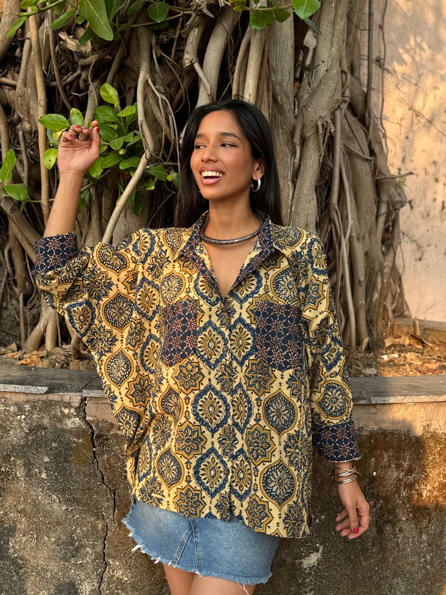 Butter Ajrakh Cotton Shirt