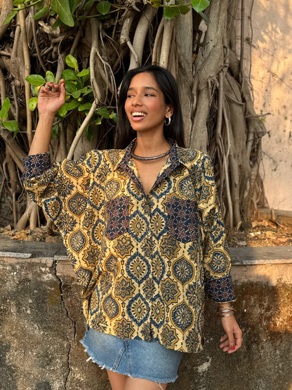 Butter Ajrakh Cotton Shirt