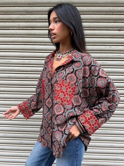 Noir Ajrakh Cotton Shirt