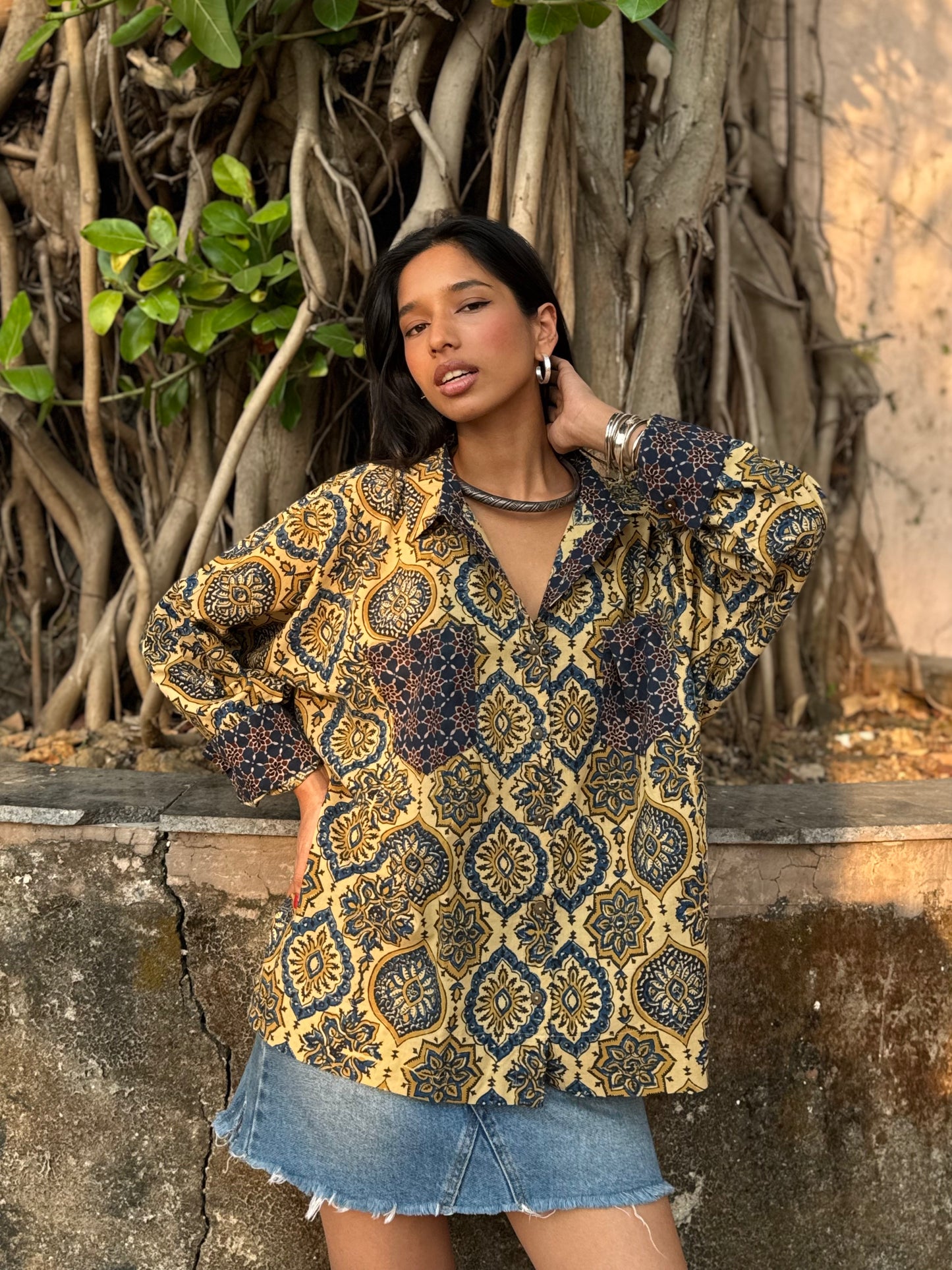 Butter Ajrakh Cotton Shirt