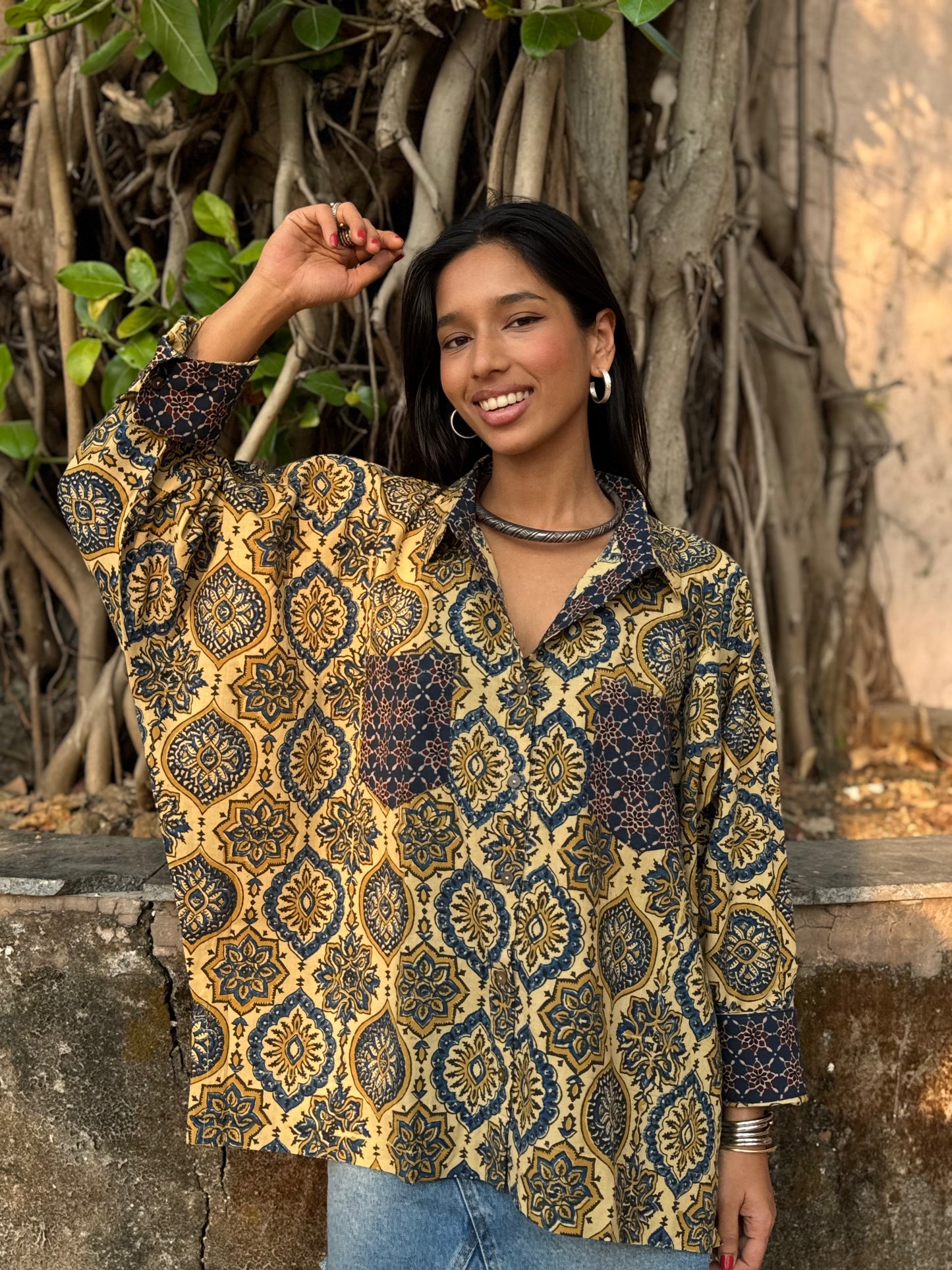 Butter Ajrakh Cotton Shirt