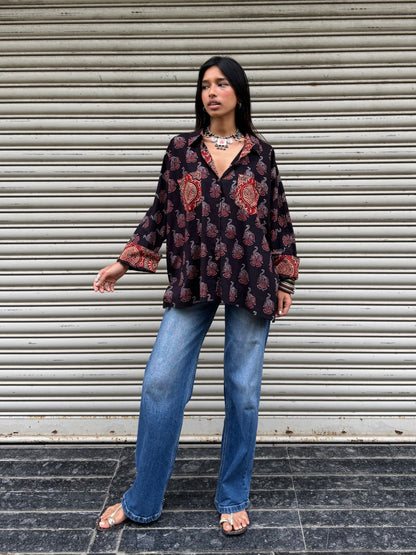 Ash Ajrakh Cotton Shirt