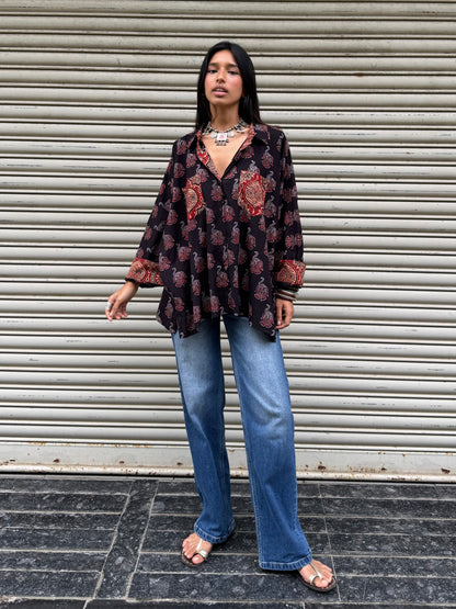 Ash Ajrakh Cotton Shirt