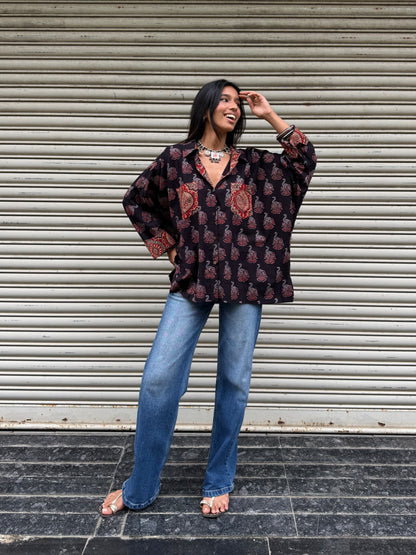 Ash Ajrakh Cotton Shirt