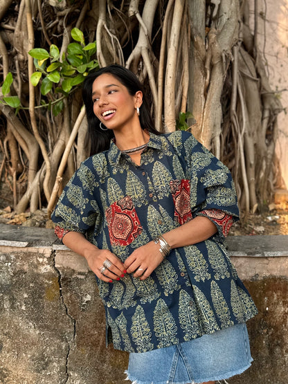Anaaras Ajrakh Cotton Shirt