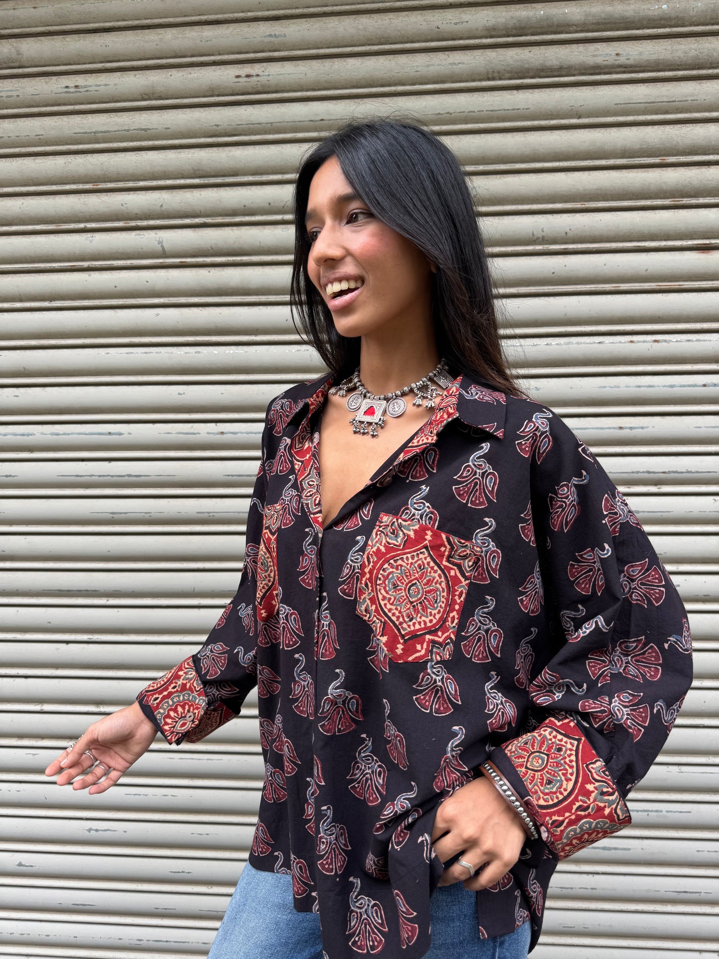 Ash Ajrakh Cotton Shirt