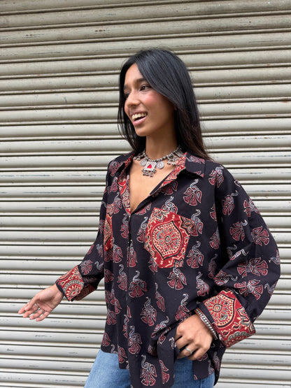 Ash Ajrakh Cotton Shirt