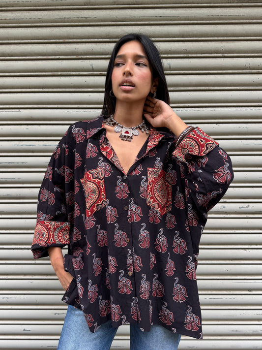 Ash Ajrakh Cotton Shirt