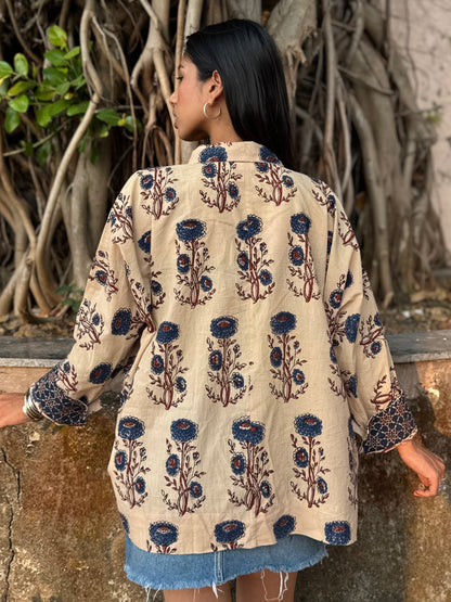 Oat Ajrakh Cotton Shirt