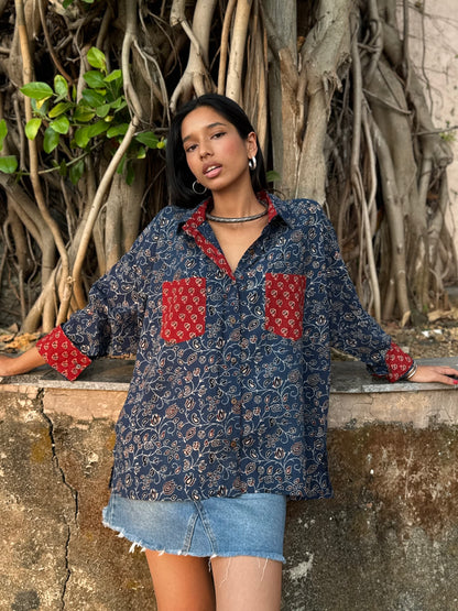 Celeste Ajrakh Cotton Shirt
