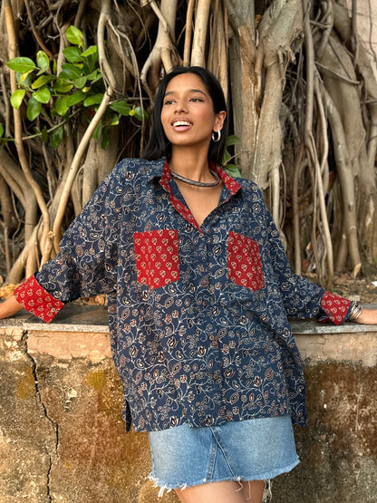 Celeste Ajrakh Cotton Shirt