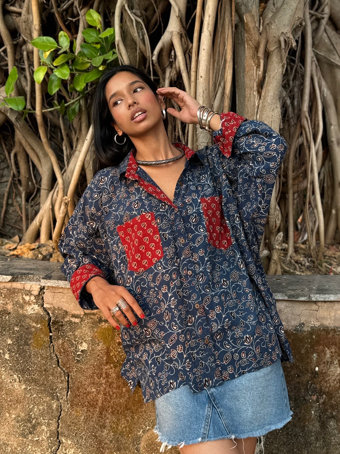 Celeste Ajrakh Cotton Shirt