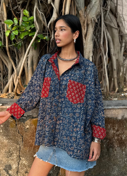 Celeste Ajrakh Cotton Shirt