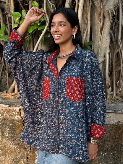 Celeste Ajrakh Cotton Shirt