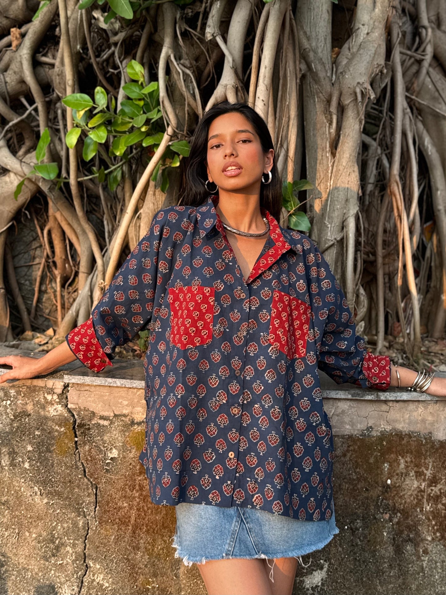 Firoza Ajrakh Cotton Shirt