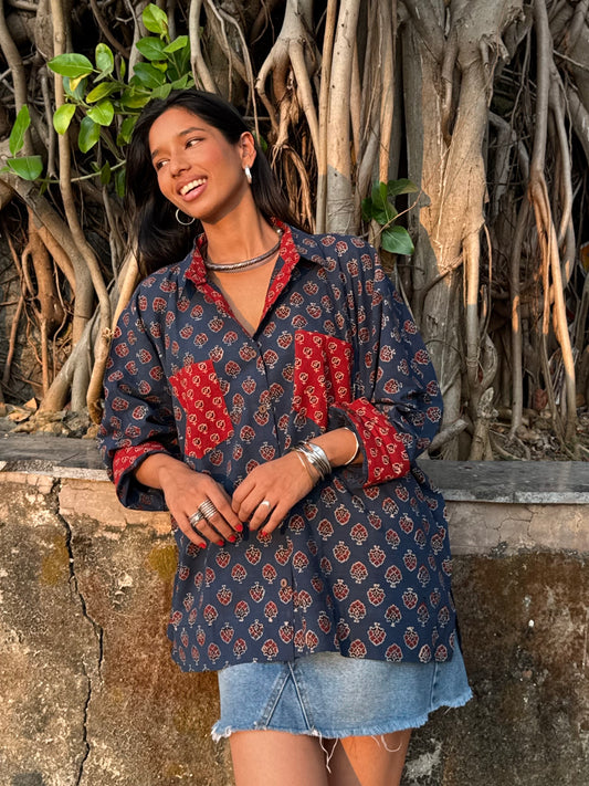 Firoza Ajrakh Cotton Shirt