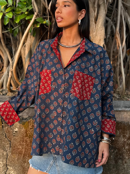 Firoza Ajrakh Cotton Shirt