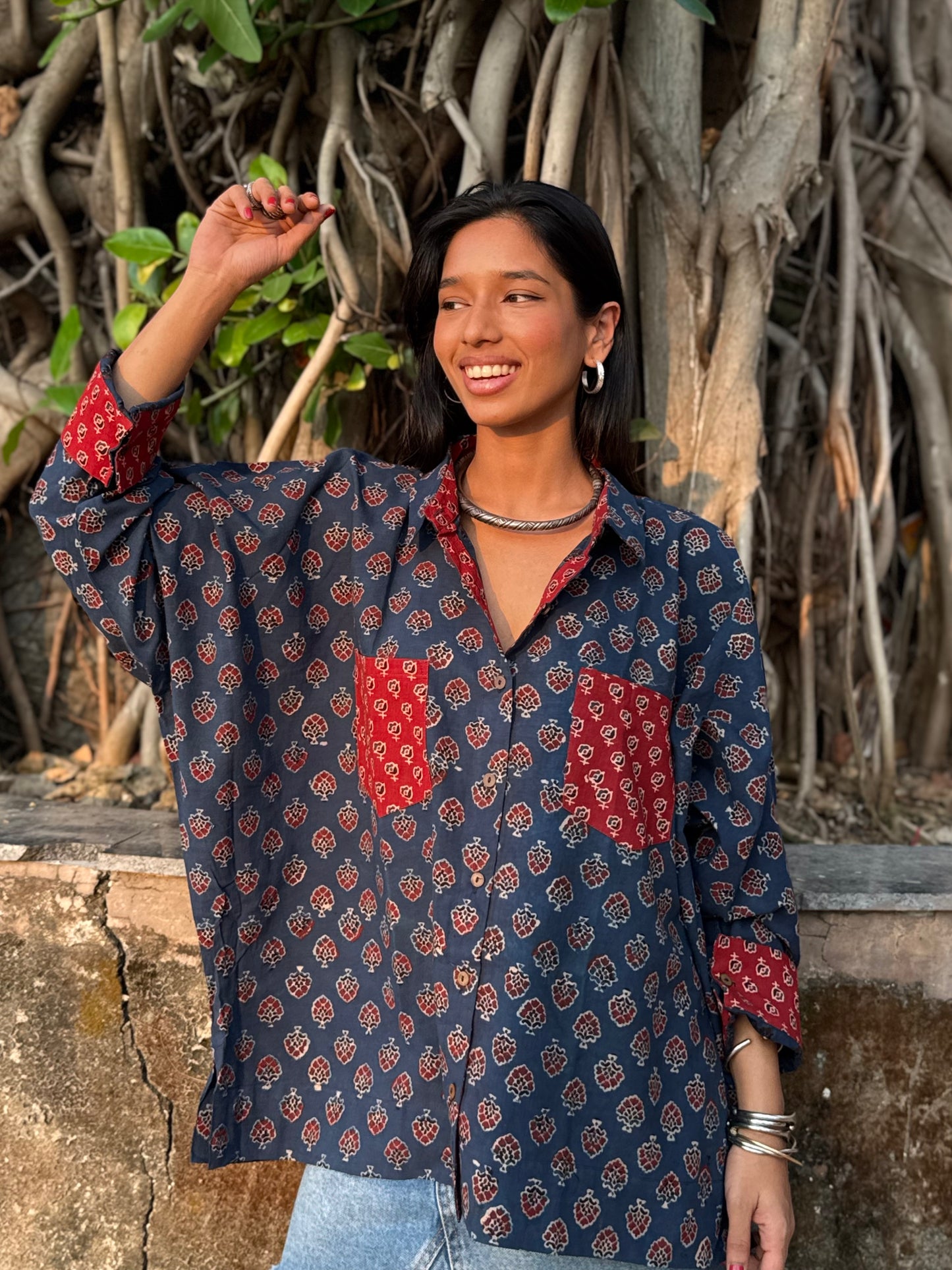 Firoza Ajrakh Cotton Shirt