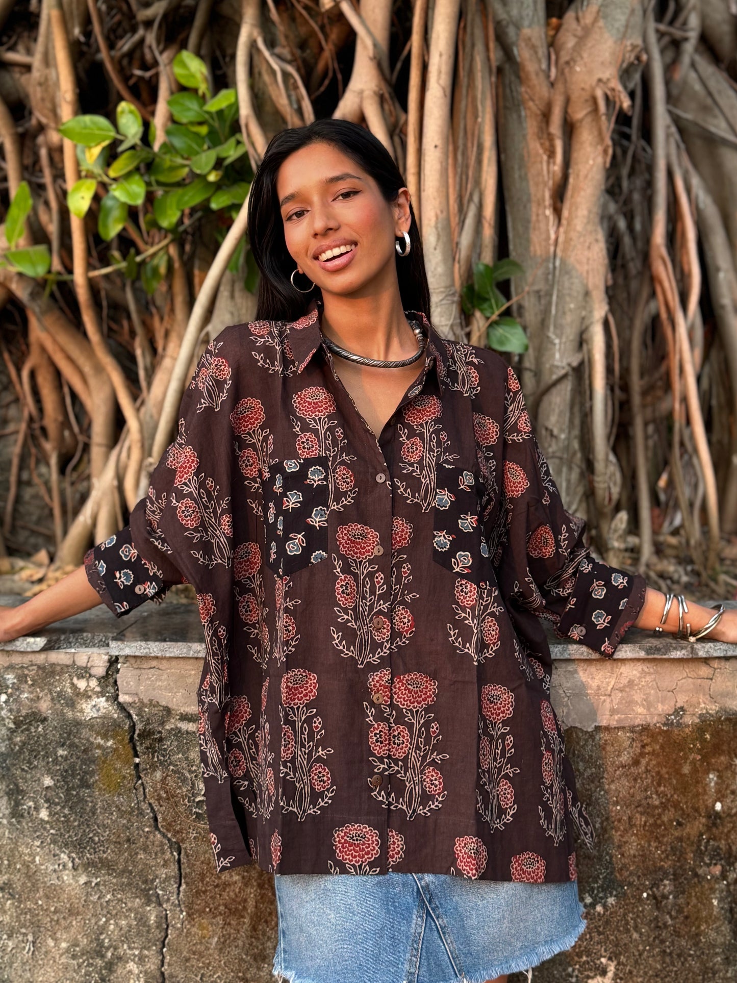 Latte Ajrakh Cotton Shirt