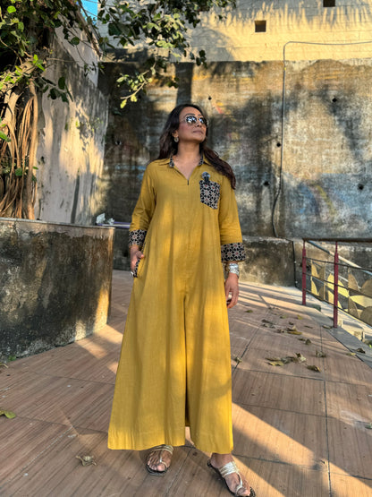 Mustard Shirt Jumpsuit