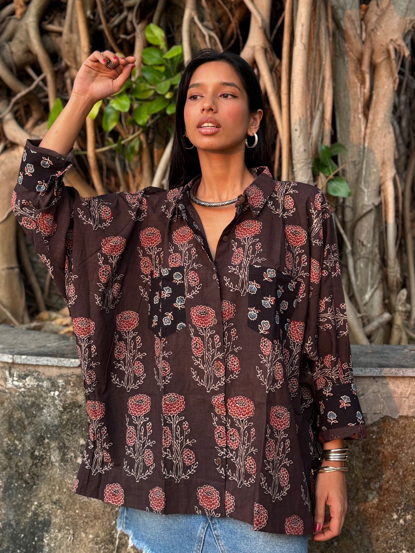 Latte Ajrakh Cotton Shirt