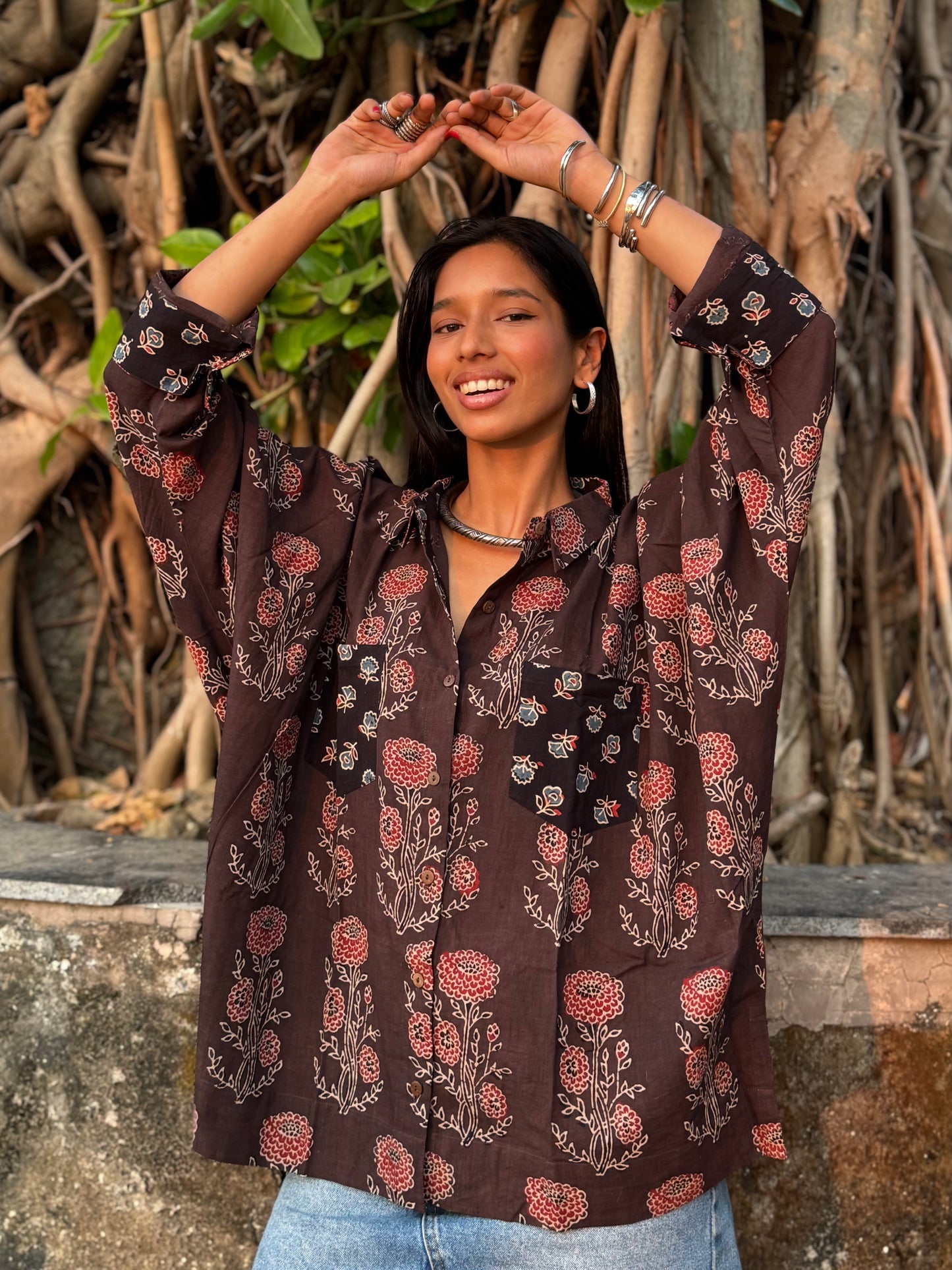 Latte Ajrakh Cotton Shirt