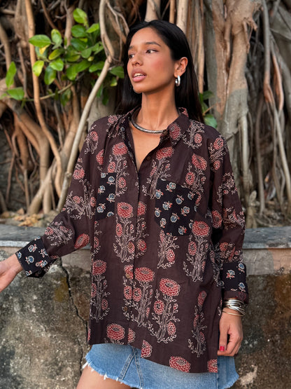 Latte Ajrakh Cotton Shirt