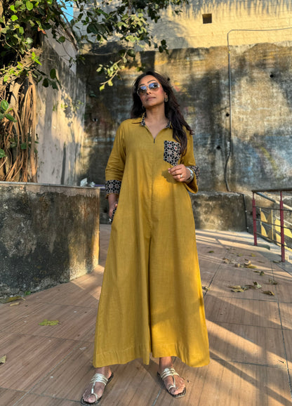 Mustard Shirt Jumpsuit
