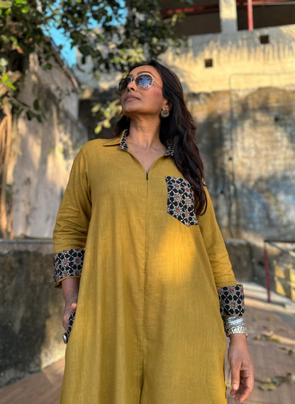 Mustard Shirt Jumpsuit