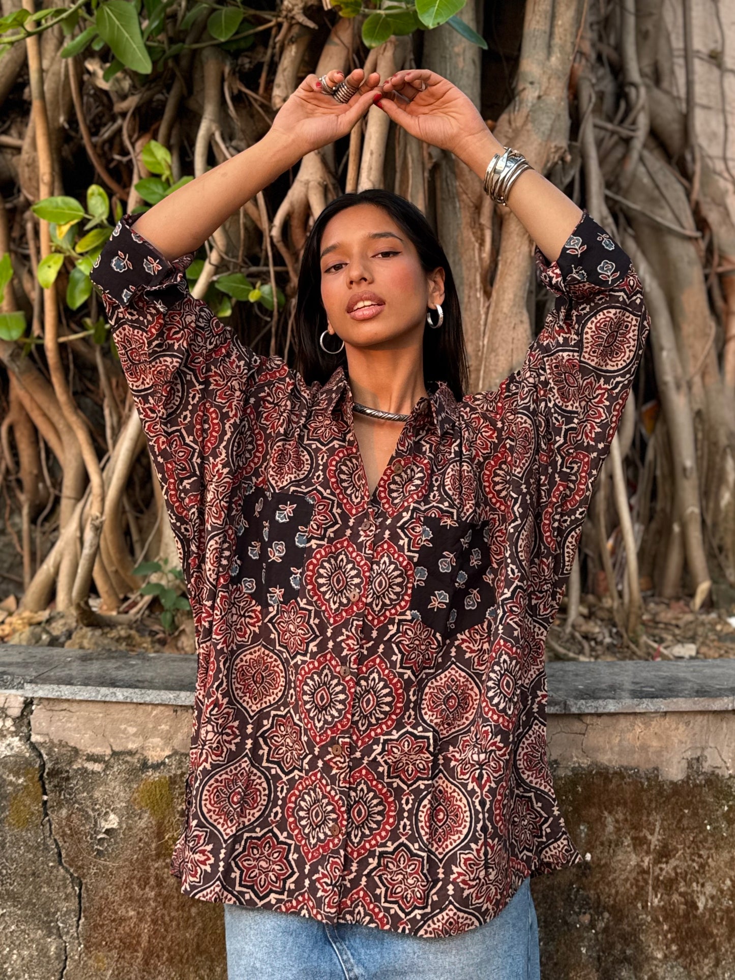 Cocoa Ajrakh Cotton Shirt