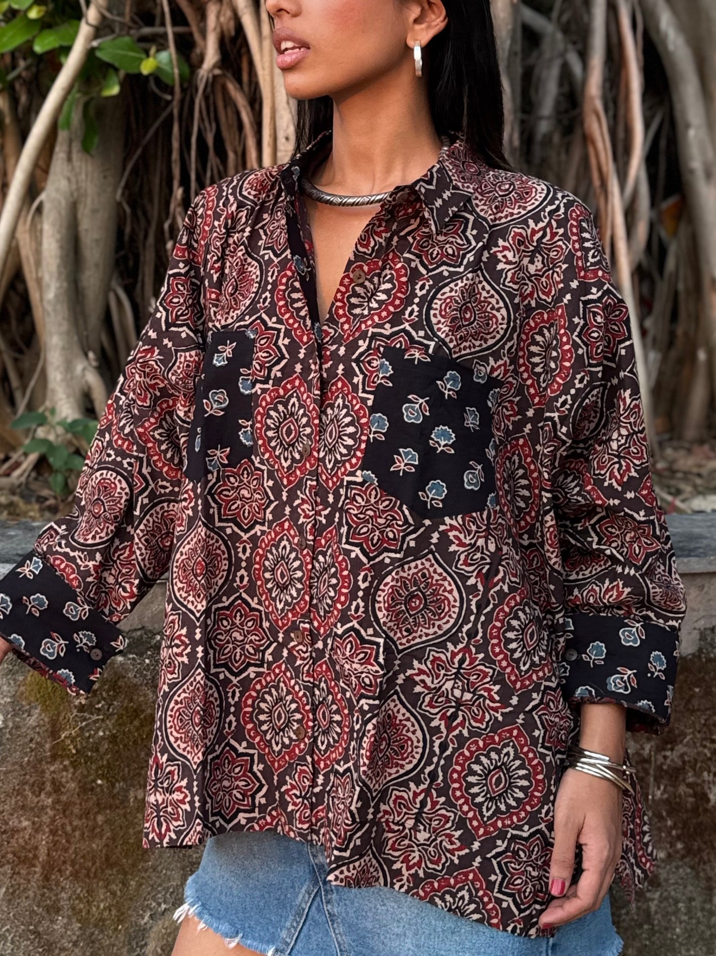 Cocoa Ajrakh Cotton Shirt