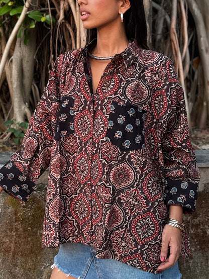 Cocoa Ajrakh Cotton Shirt