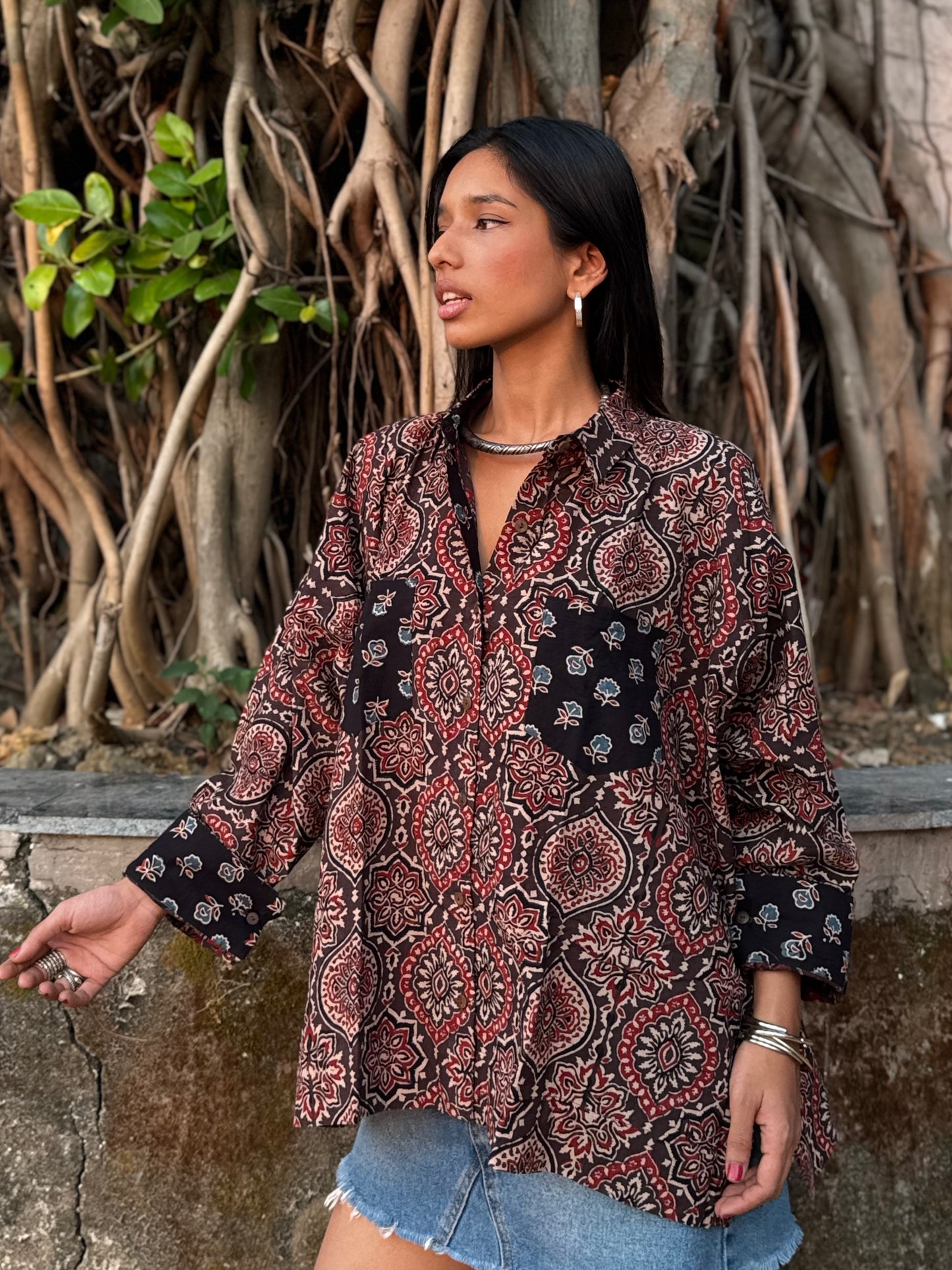 Cocoa Ajrakh Cotton Shirt