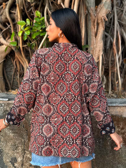 Cocoa Ajrakh Cotton Shirt