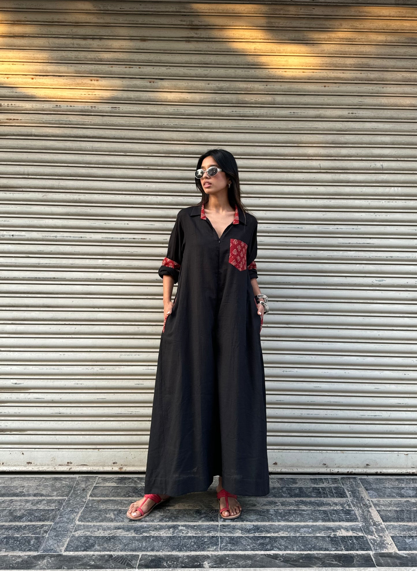 Black Shirt Jumpsuit