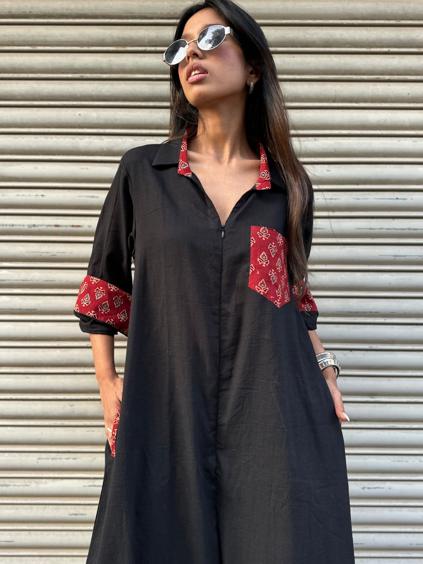 Black Shirt Jumpsuit