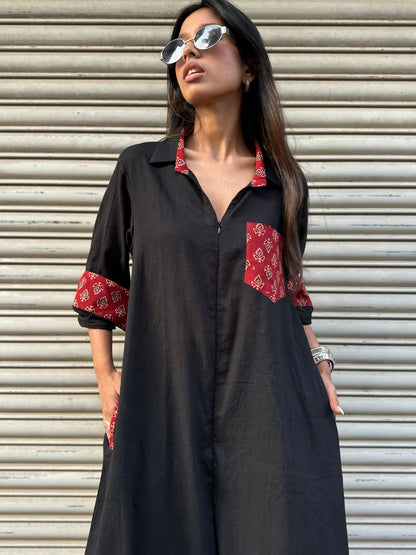 Black Shirt Jumpsuit