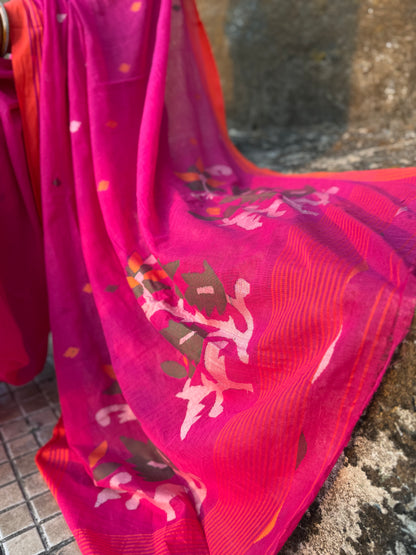Gulaab Jamdani Cotton Saree