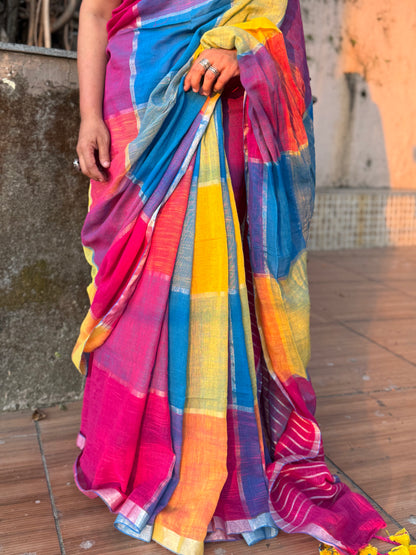 Rangrez Linen Cotton Saree
