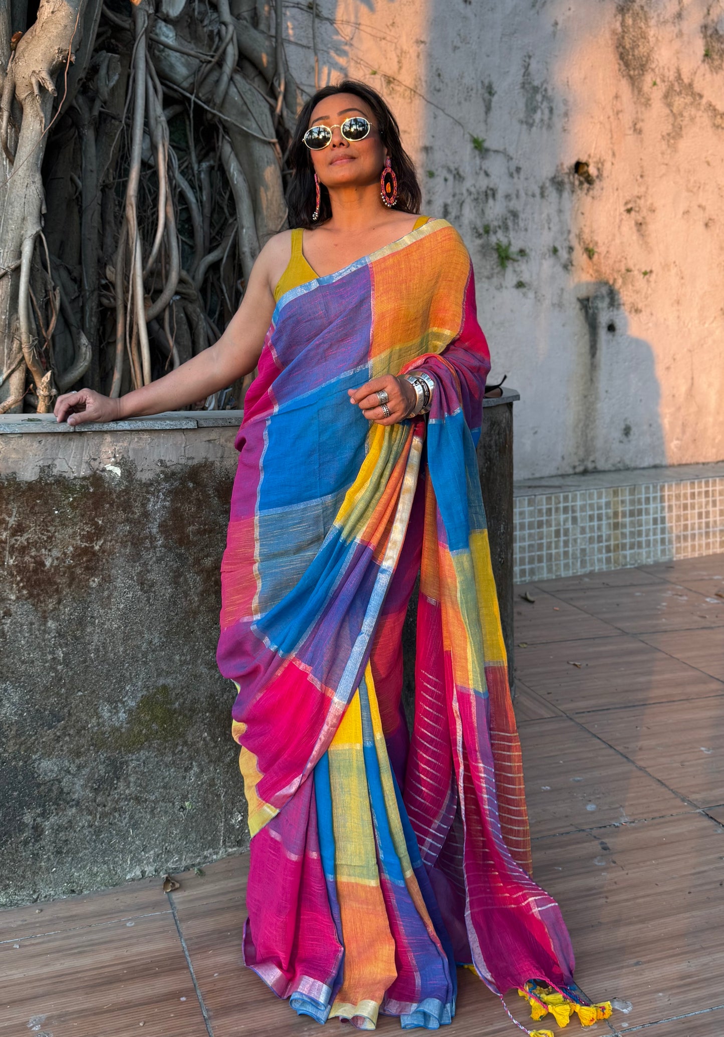 Rangrez Linen Cotton Saree