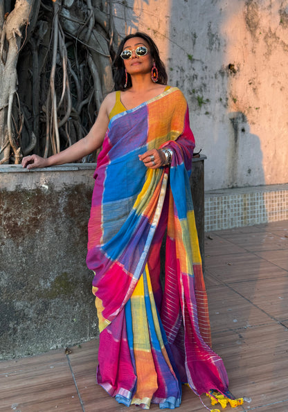 Rangrez Linen Cotton Saree